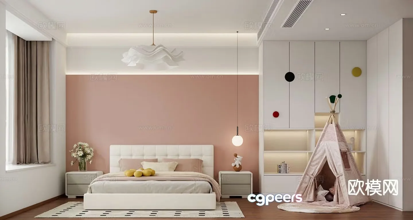Modern children’s room girl’s room kid’s room 3d model