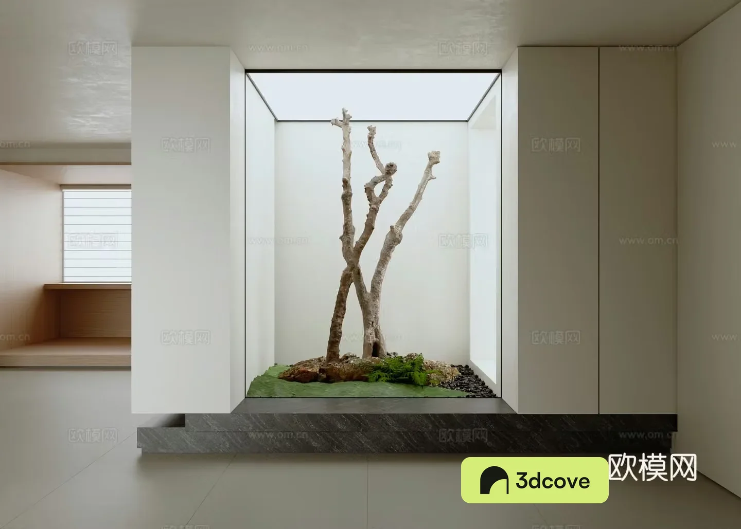 Modern entrance landscaping indoor landscape dead tree landscape