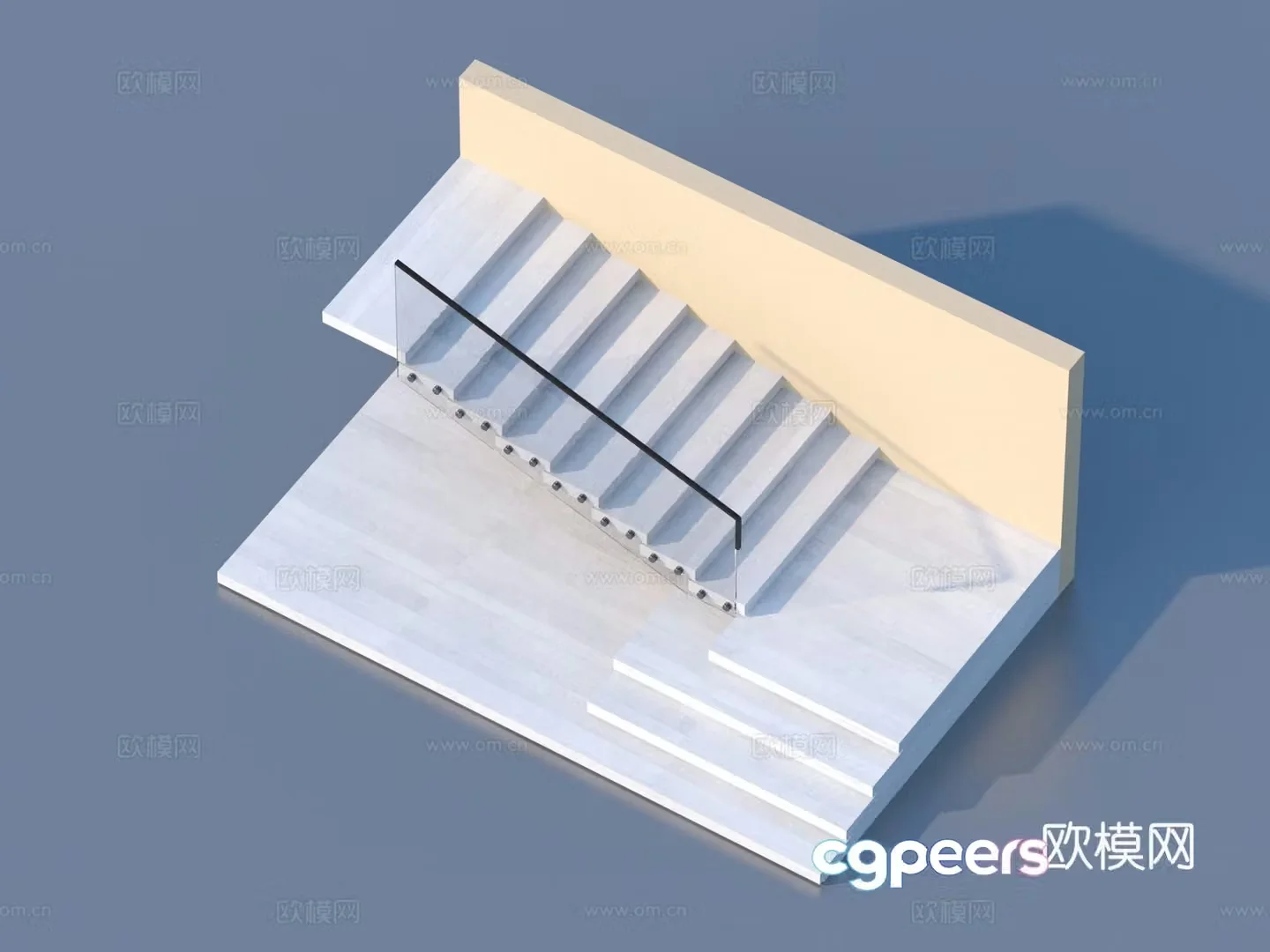 Stairs Glass Handrail Stair 3D Model