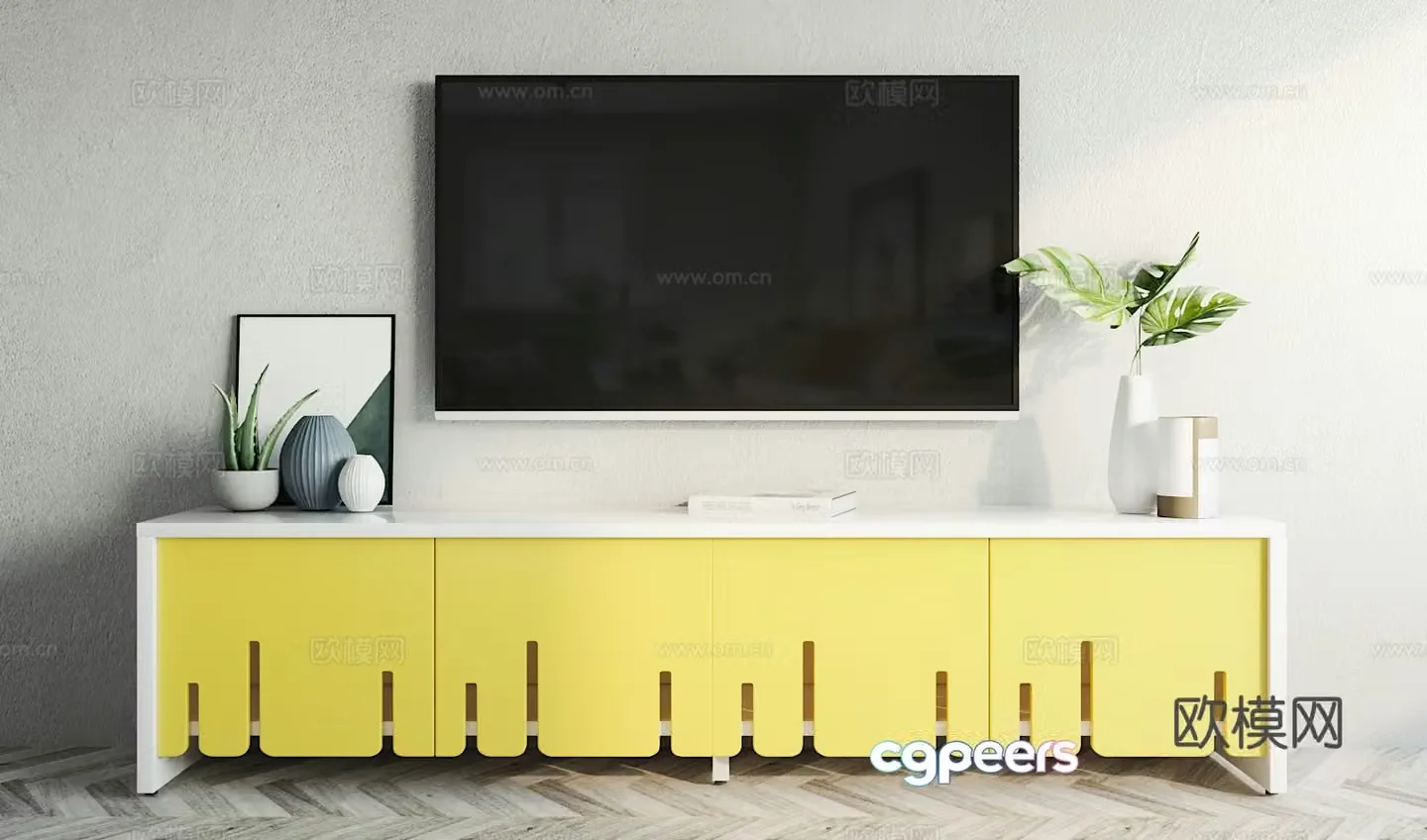 Nordic TV cabinet ornament combination 3D model