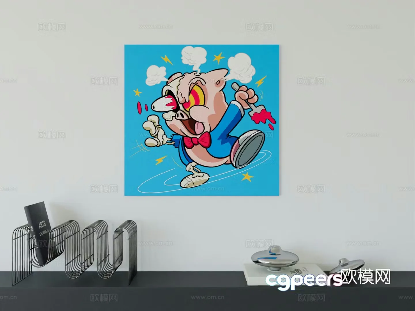 Modern minimalist cute cartoon character boy room girl room hanging painting 3d model