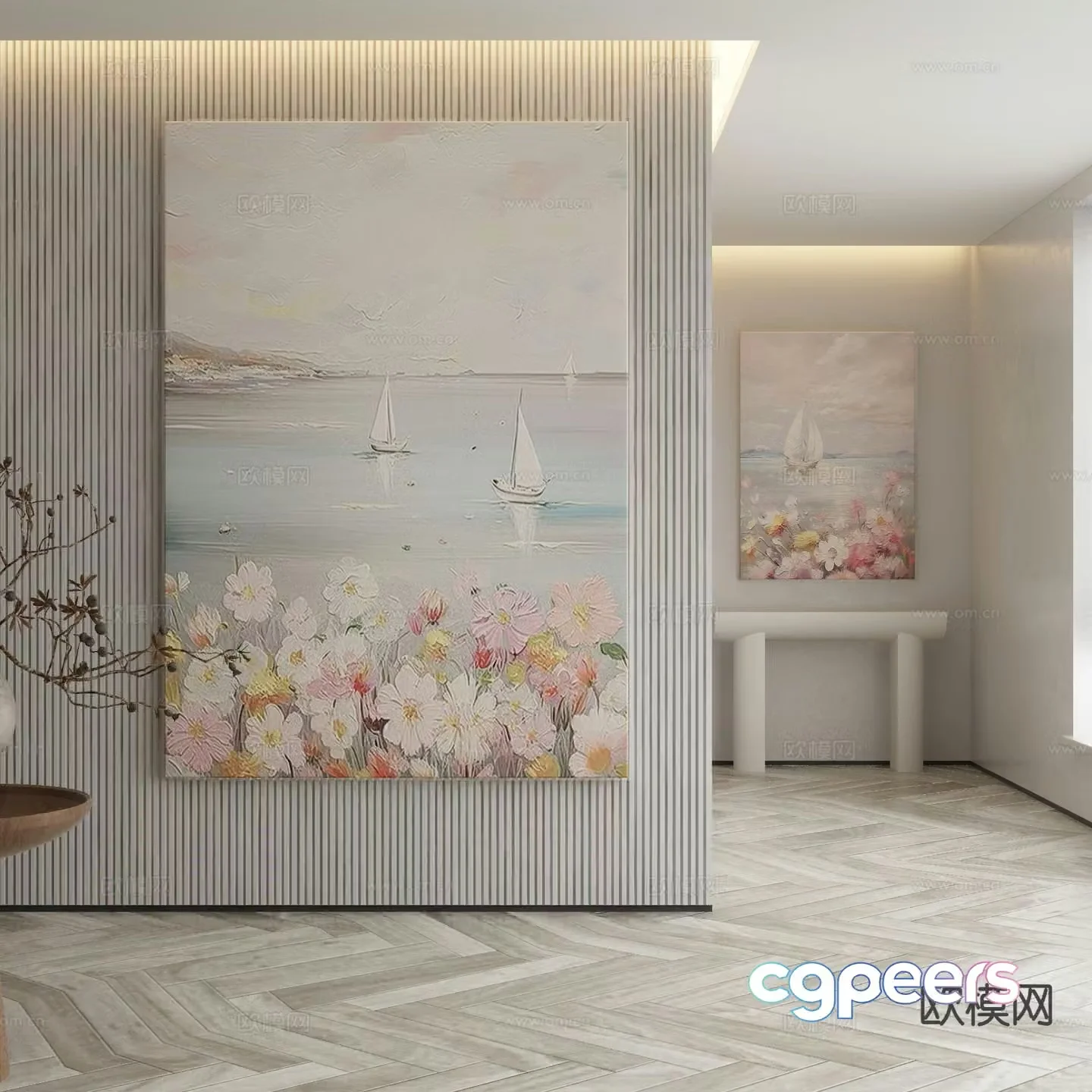 Modern decorative painting oil painting landscape painting 3d model