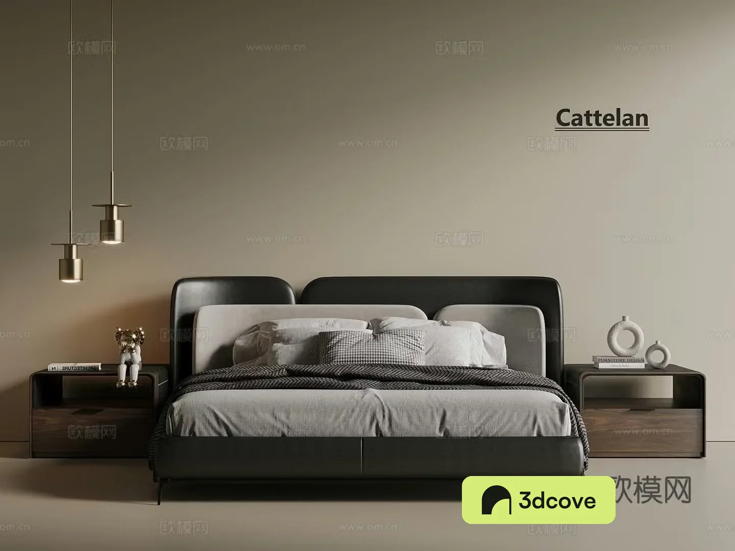 Italian light luxury double bed master bedroom bed nightstand bed chandeliers bedside lamp