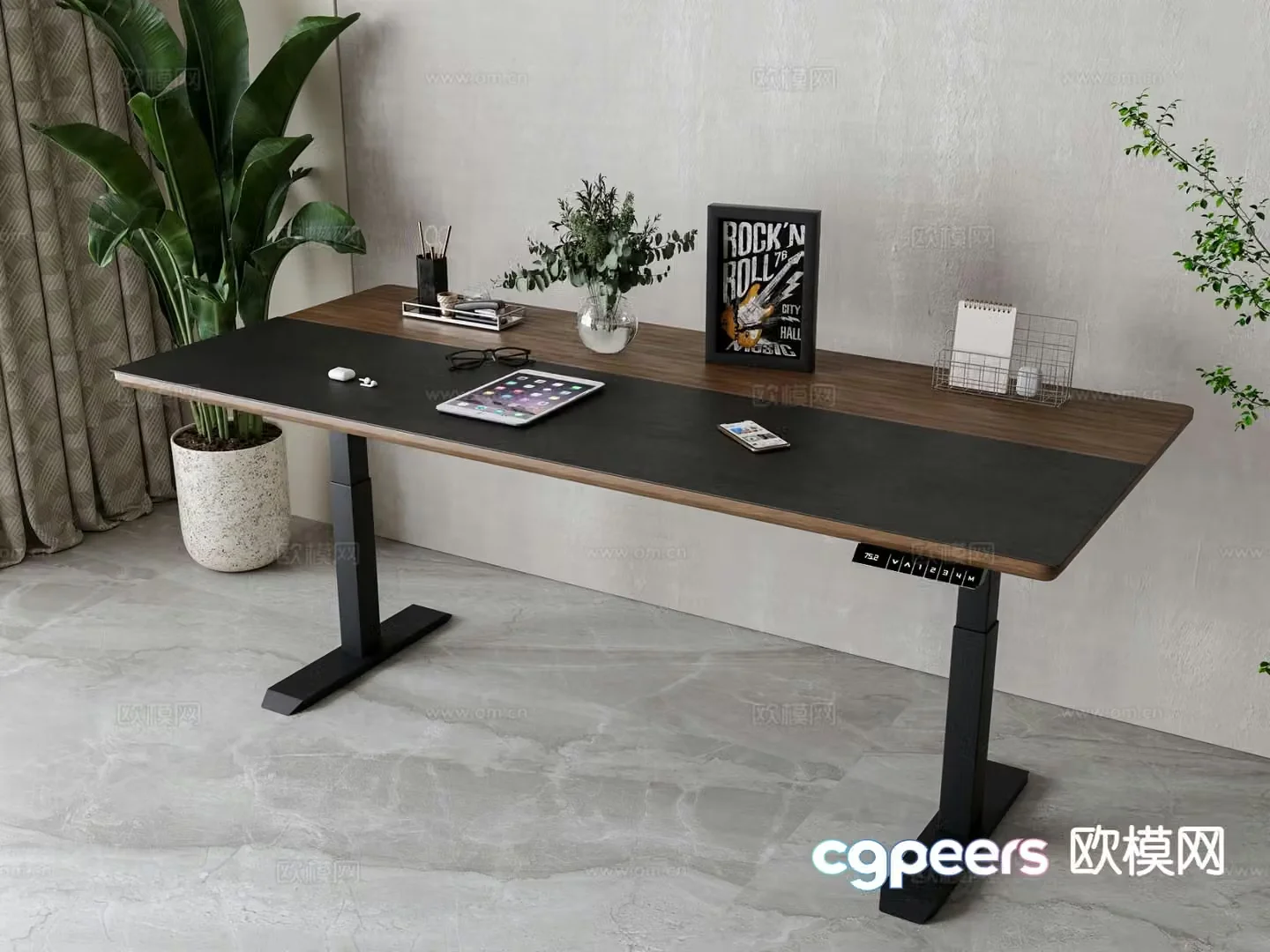 Modern computer desk desk liftable 3d model