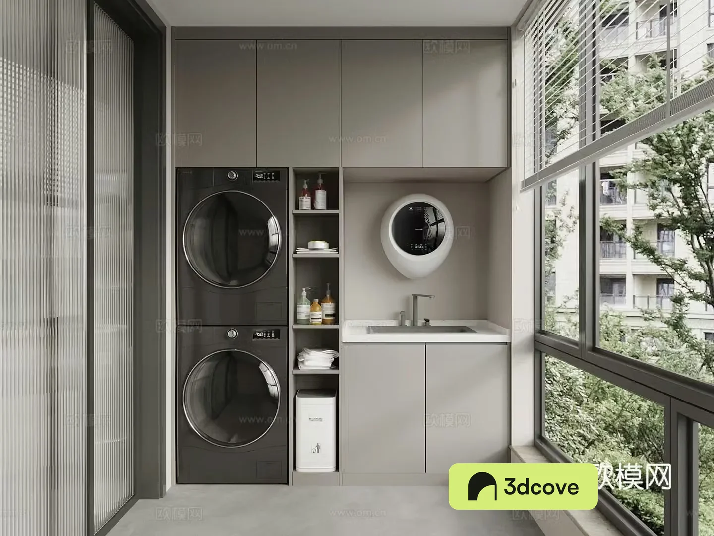 Modern balcony washing machine cabinet
