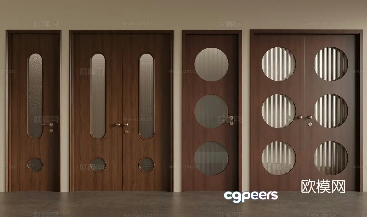 Medium style single door double door 3D model