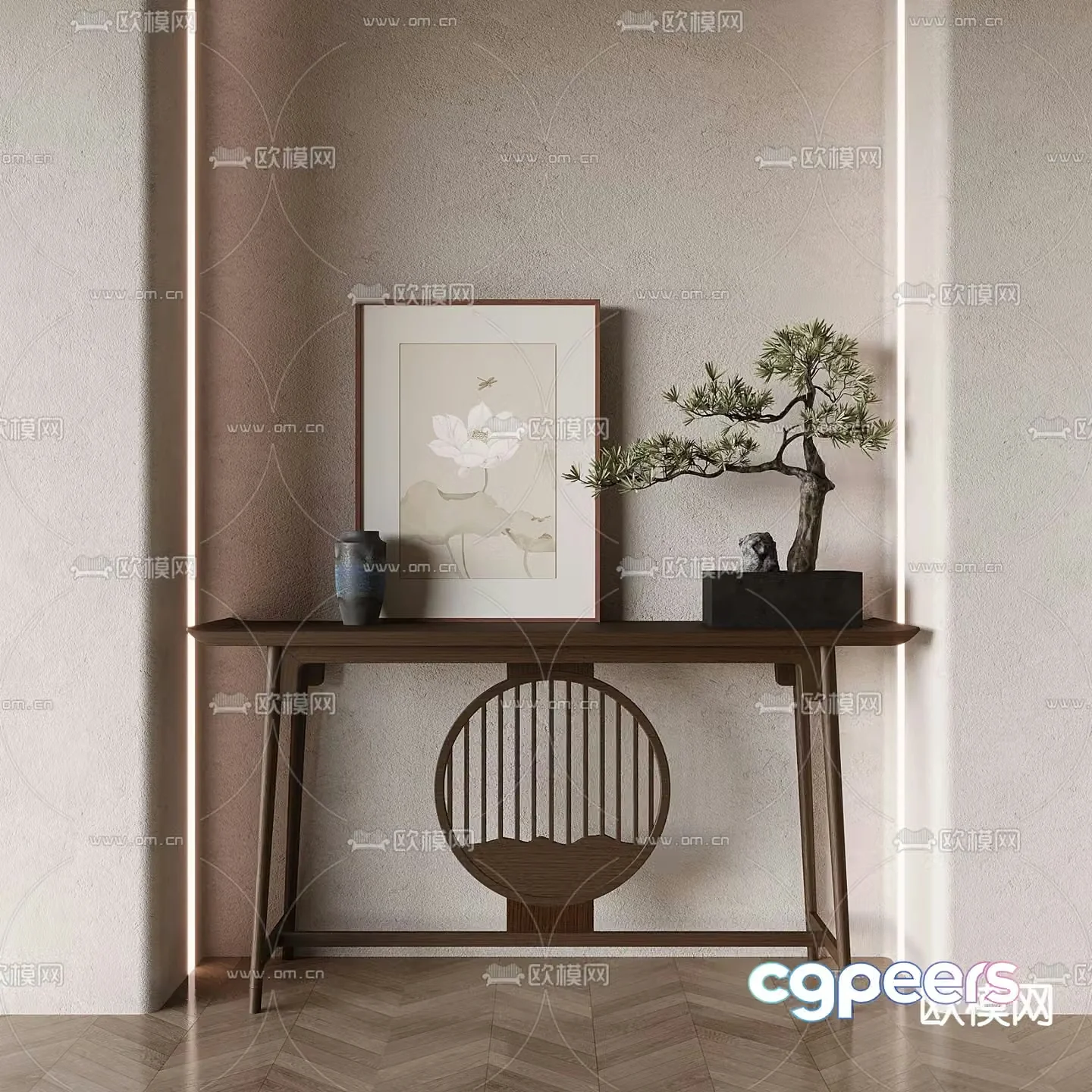 New Chinese style end scene 3D model