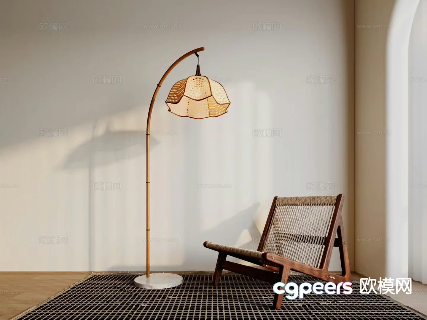 Wabi-sabi floor lamp flower woven lamp 3d model