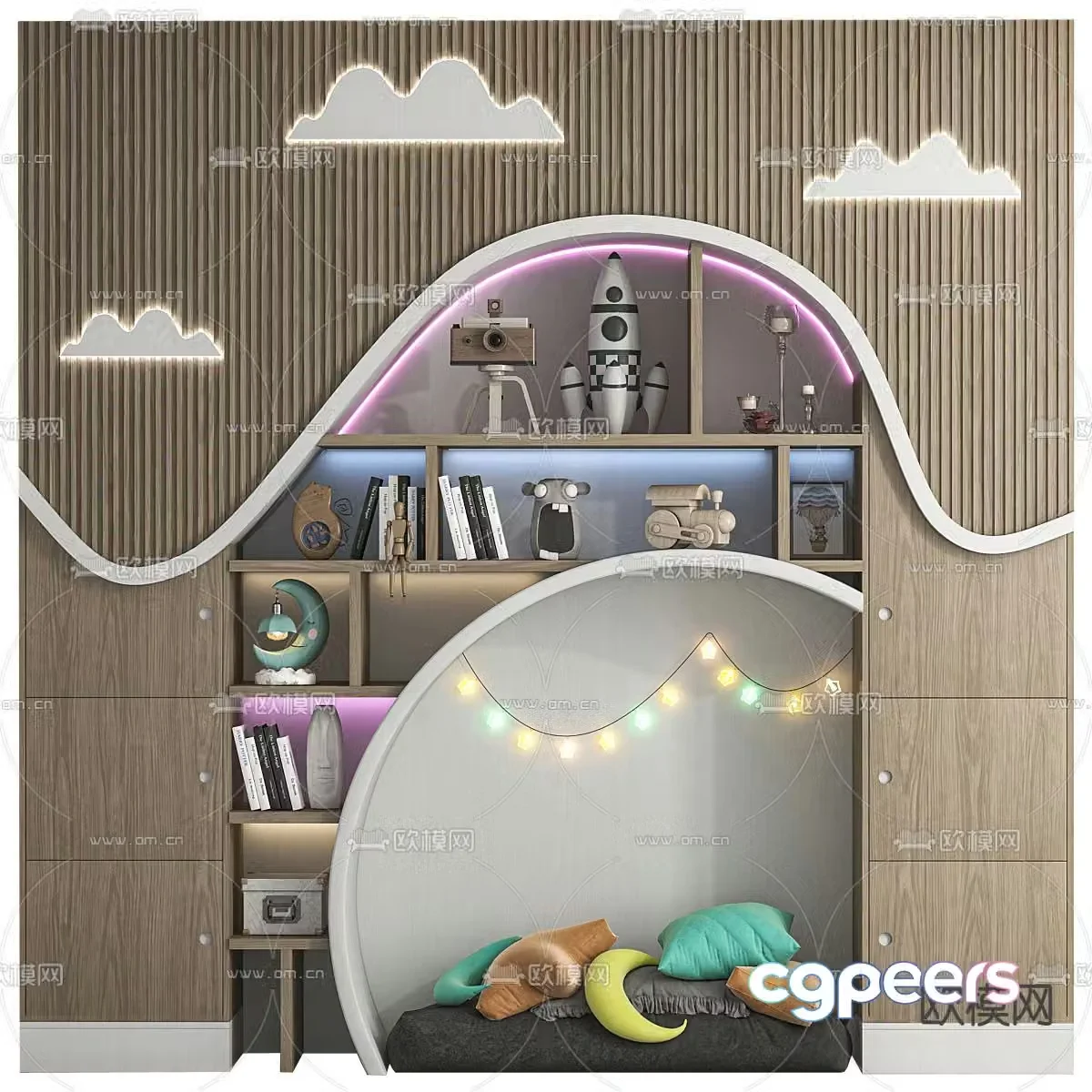 Children’s bookcase storage cabinet 3d model