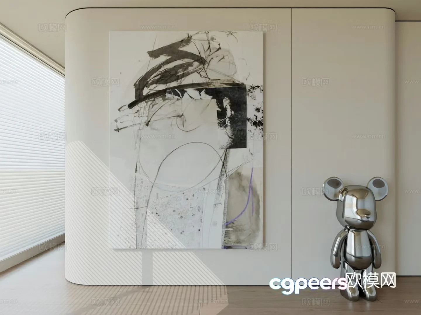 Modern minimalist hanging painting abstract art hanging painting 3d model