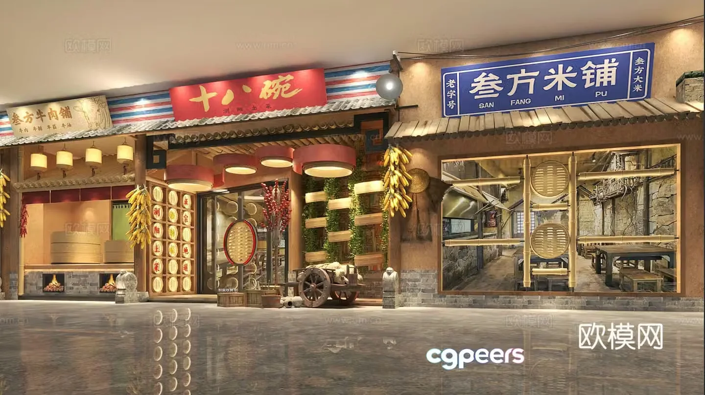 3D model of commercial door head facade