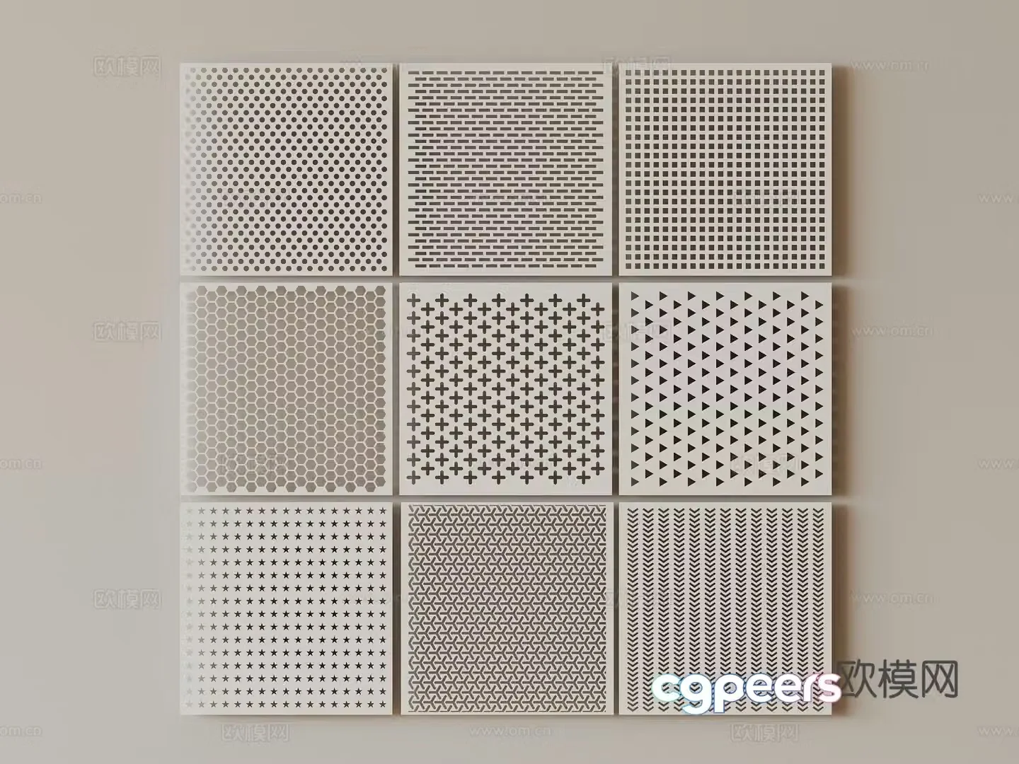 Modern wainscot perforated board punched board aluminum plate 3d model