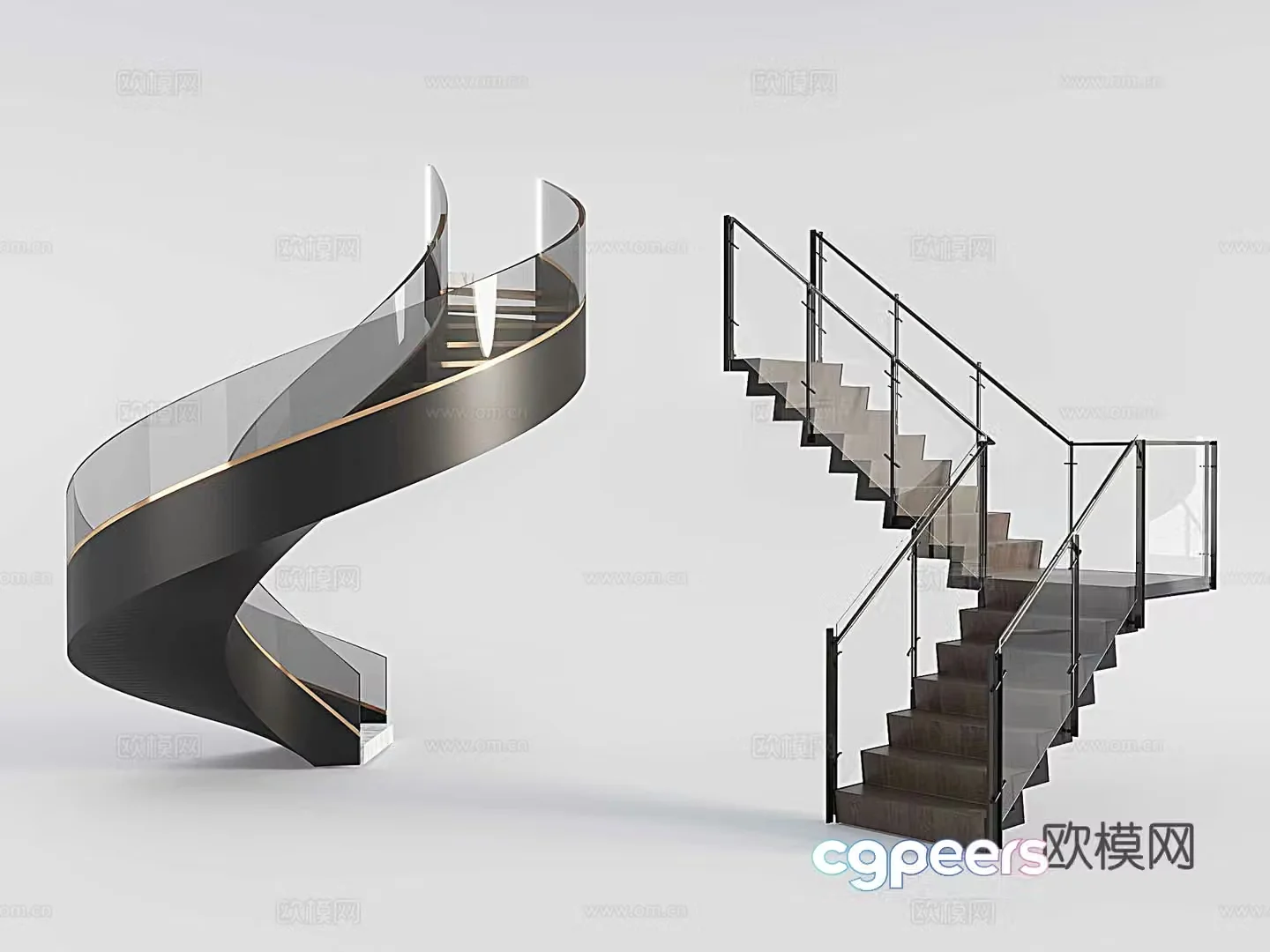 Rotating stairs arc stairs suspended stairs glass stairs 3d model