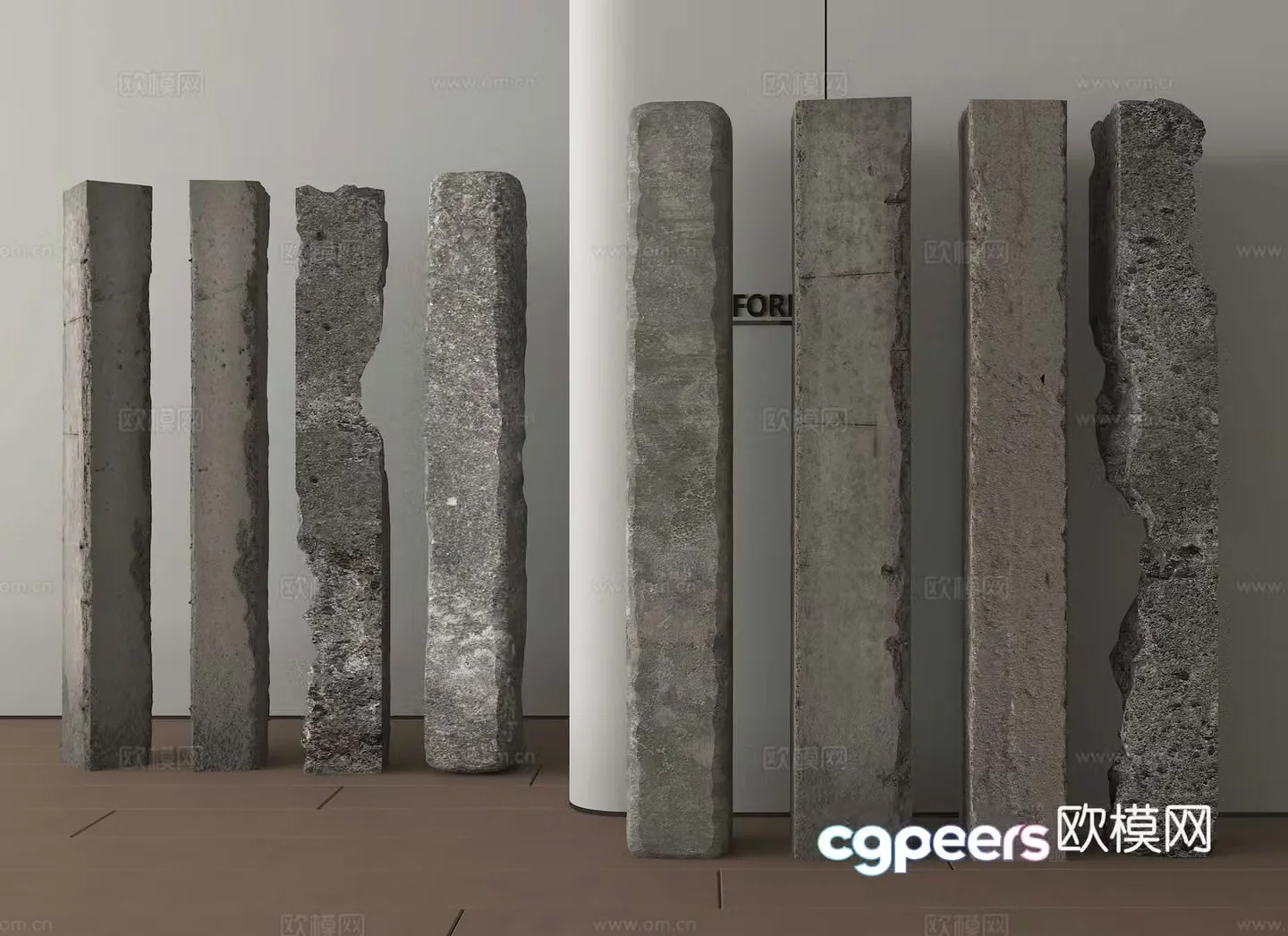 Cement column Stone column Stone column Stone column Slate column 3D model