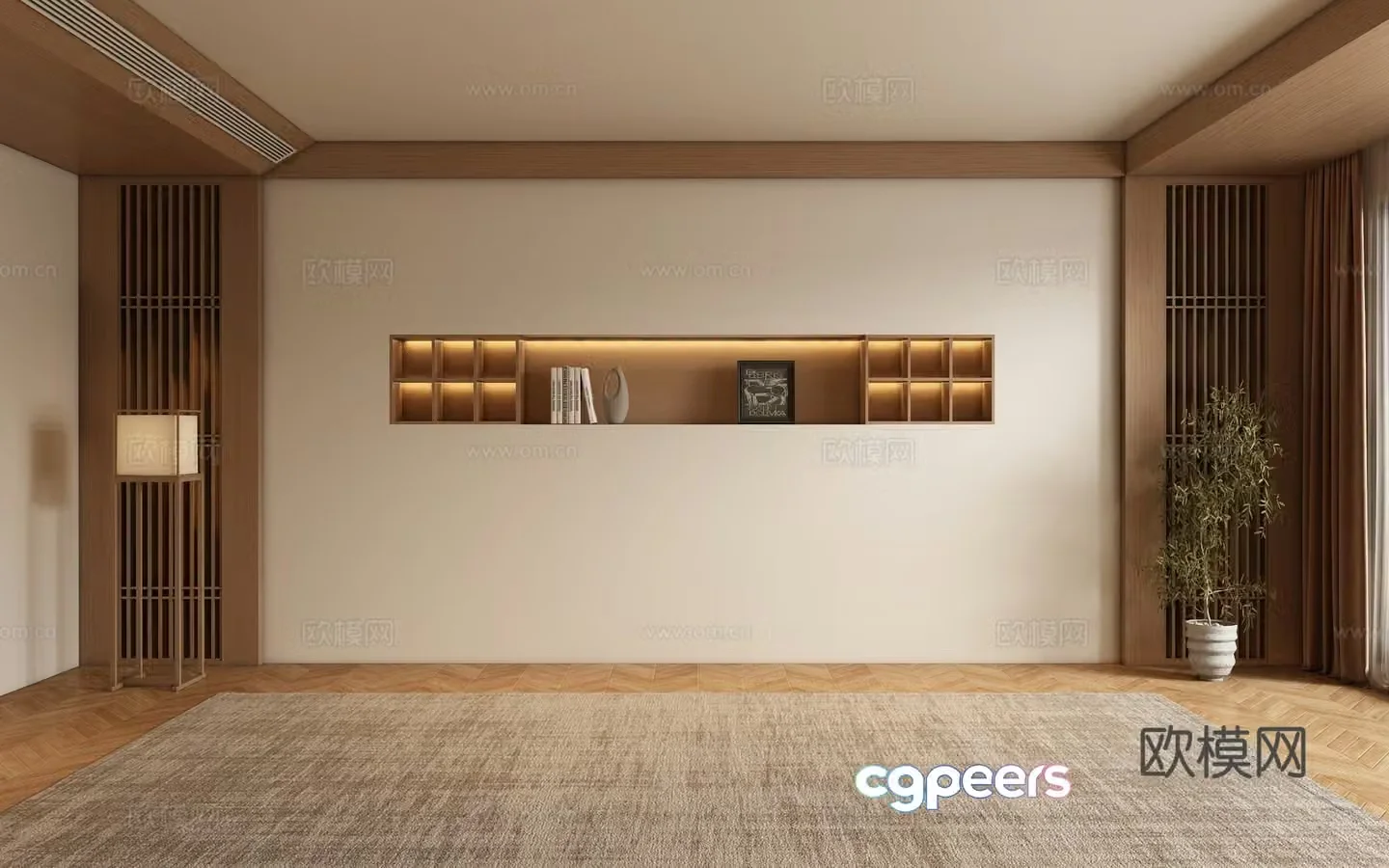 New Chinese Song style living room background wall 3D model