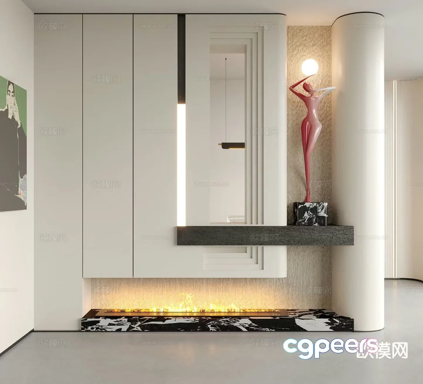Modern partition shoe cabinet fireplace 3d model