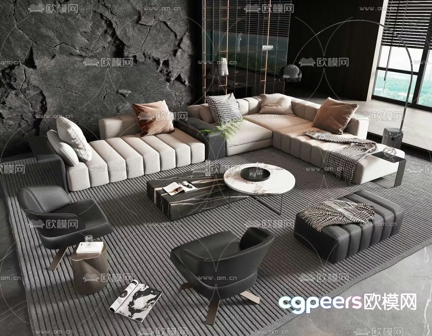Minotti modern sofa set 3d model