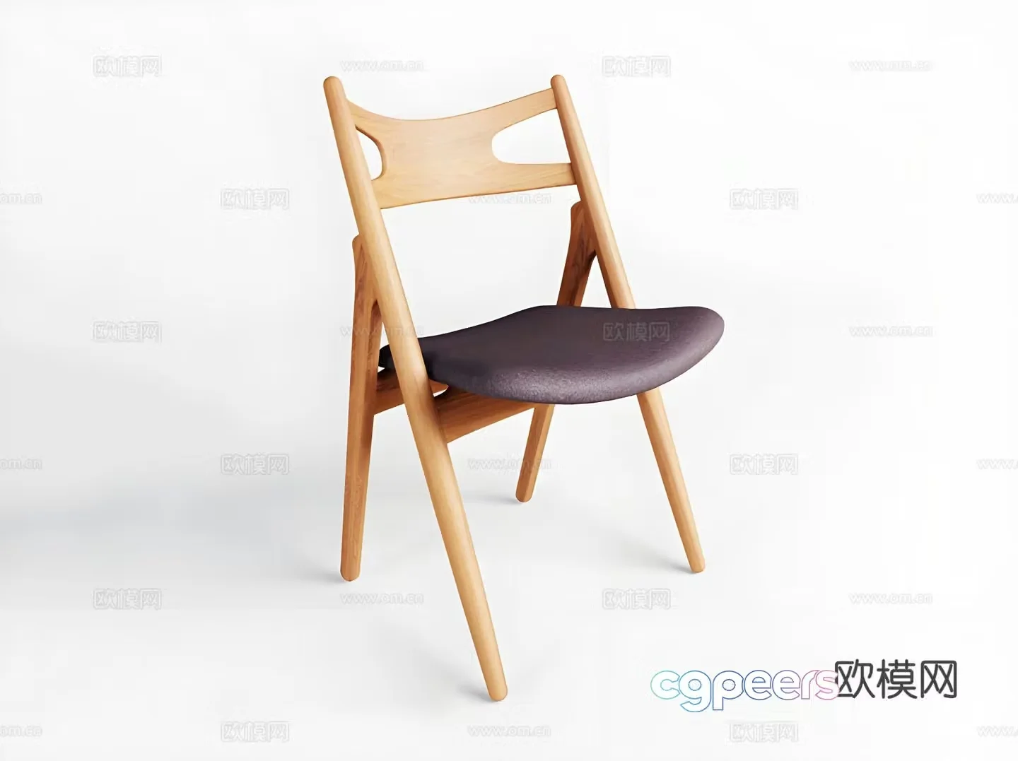 Japanese style chair dining chair single chair 3d model