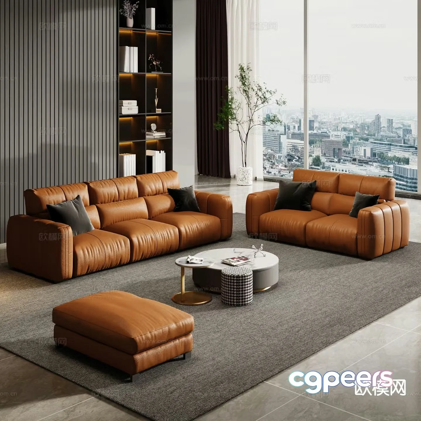 Modern modular sofa leather sofa 3d model