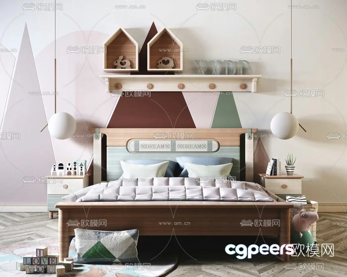 Nordic log children’s bed 3d model