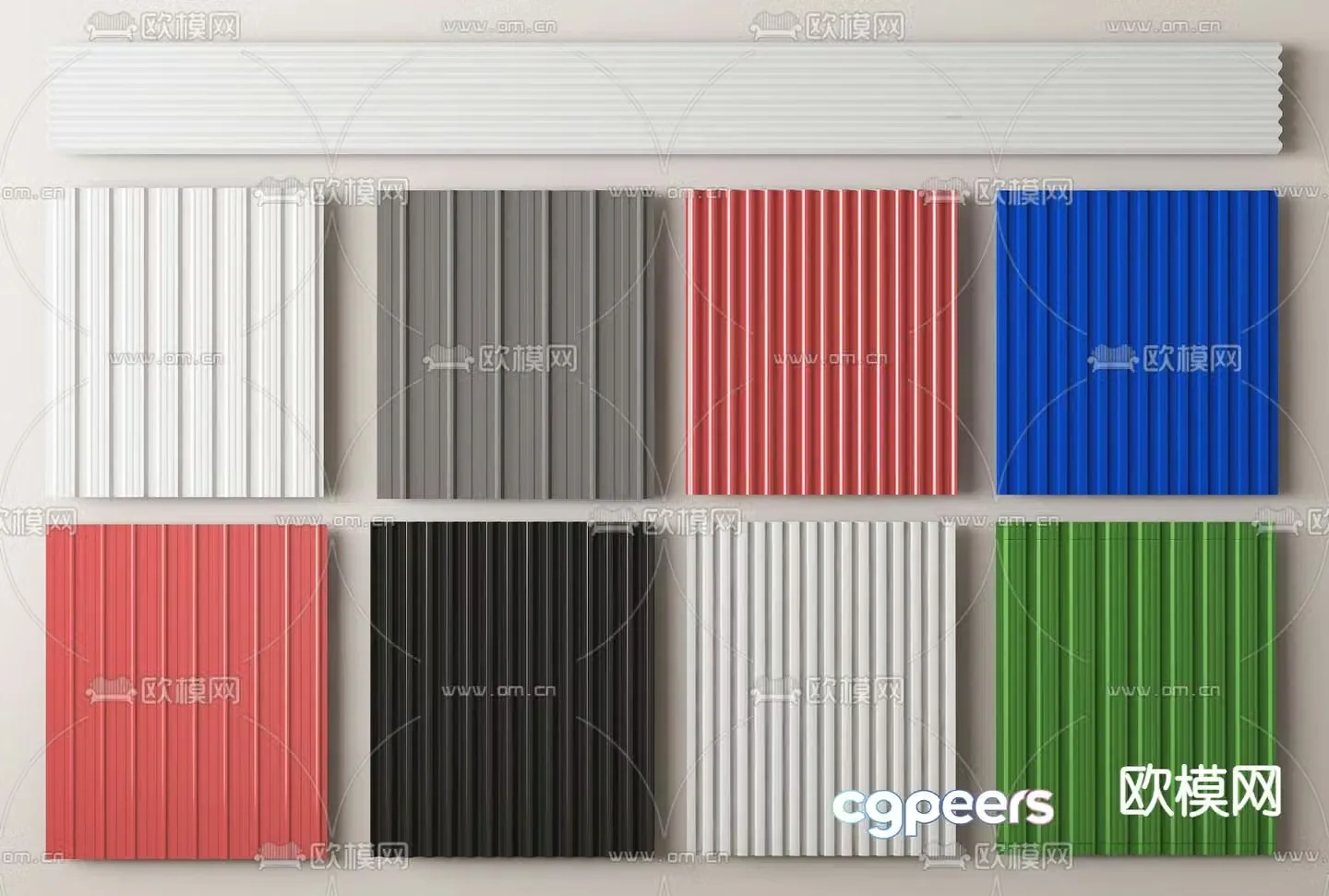 Colored steel tiles tin tiles pressed tiles canopy tiles 3D model