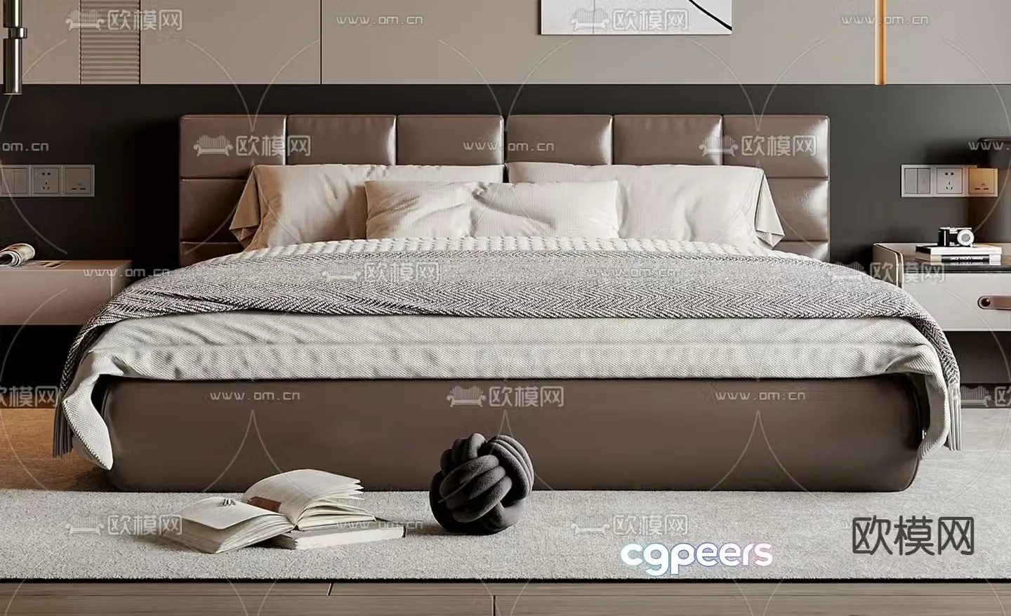 Italian double bed 3d model