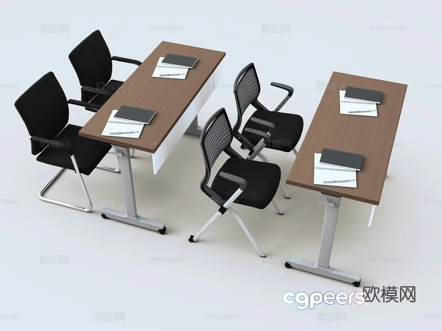 Modern conference table and chairs Training table and chairs Desk and chairs Folding training table 3D model