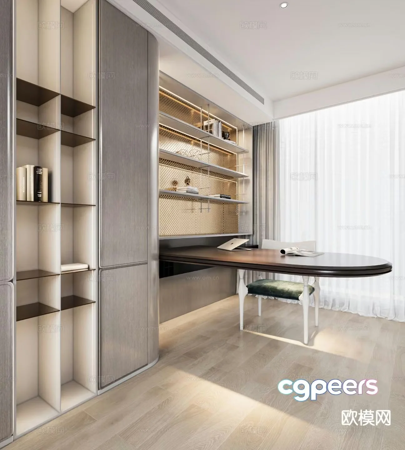 Modern study room 3d model