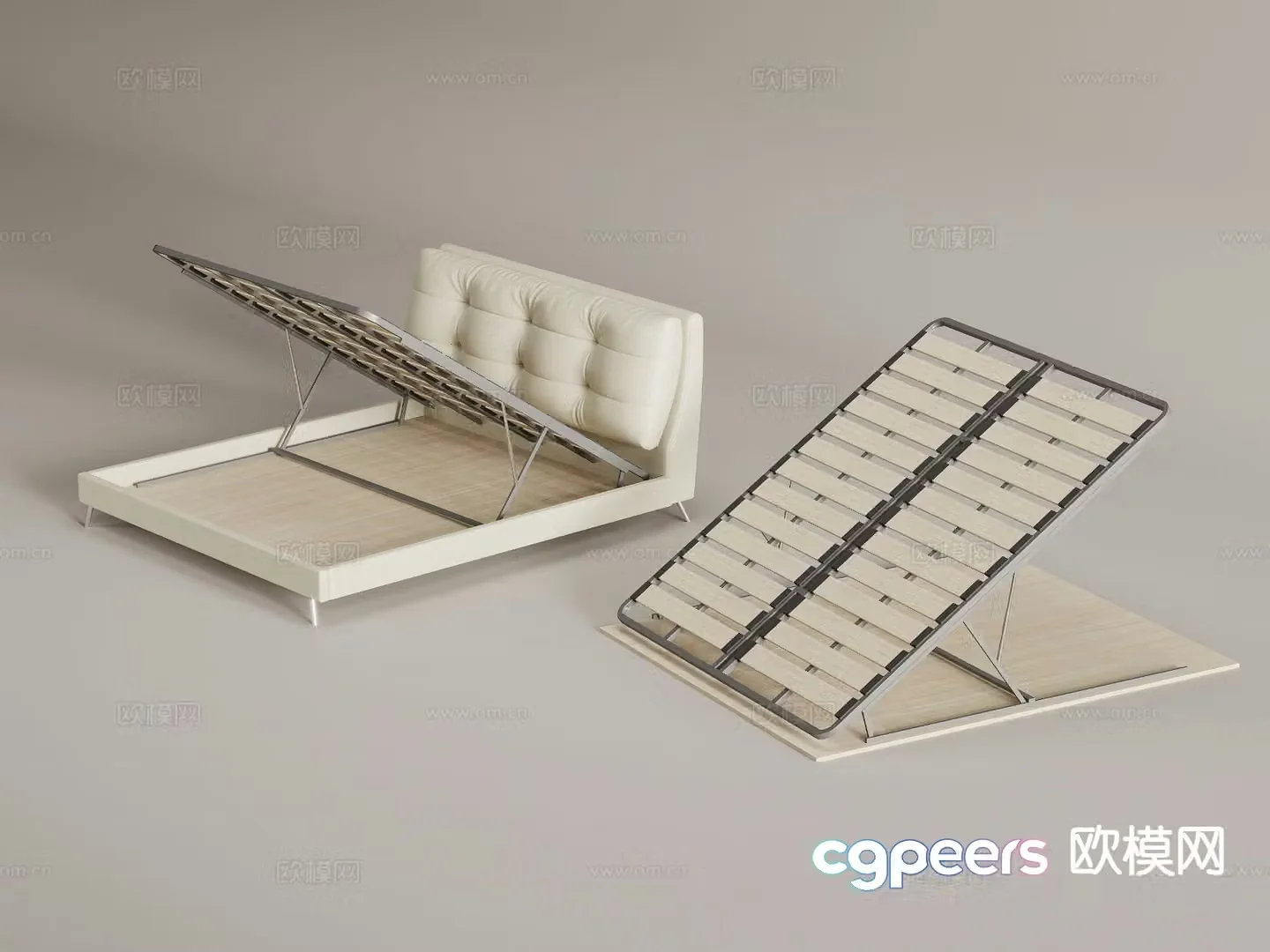 Modern flip-up bed frame double bed storage bed 3d model