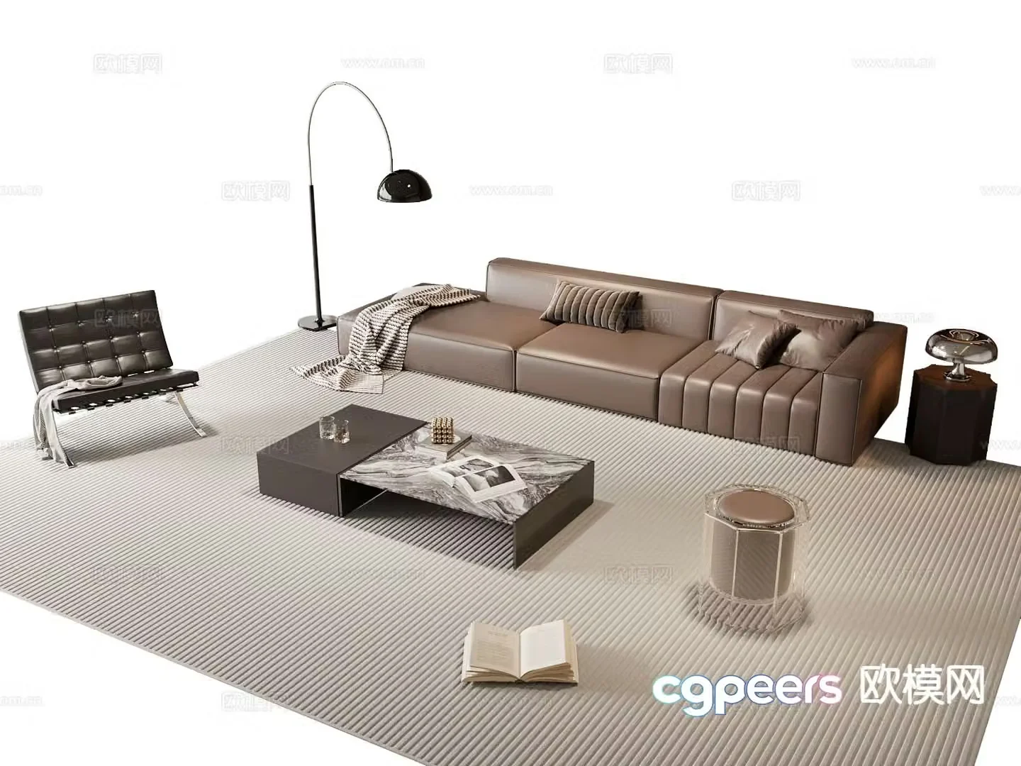Italian sectional sofa 3d model