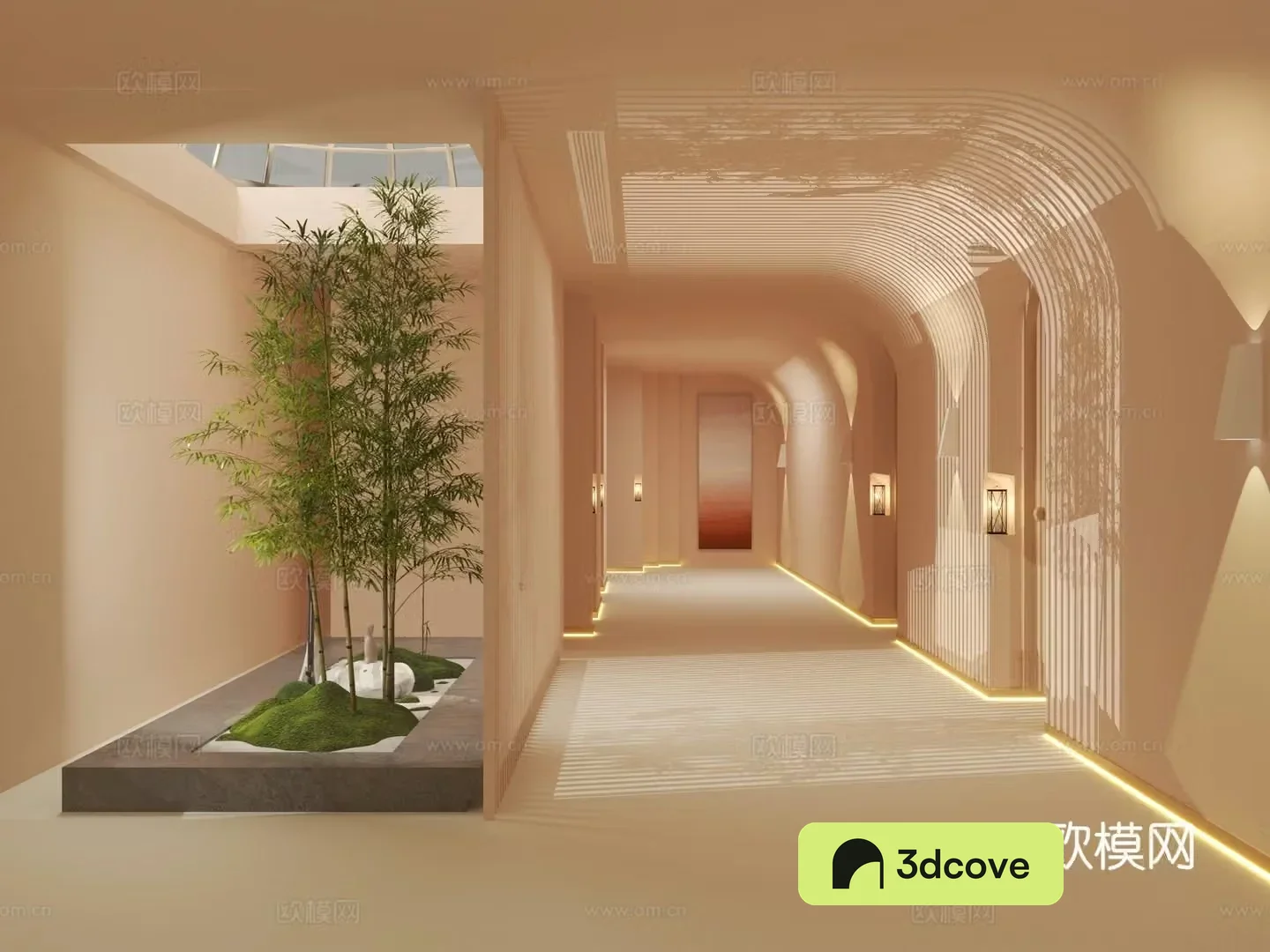 Modern beauty shop aisle beauty salon corridor landscape 3D model