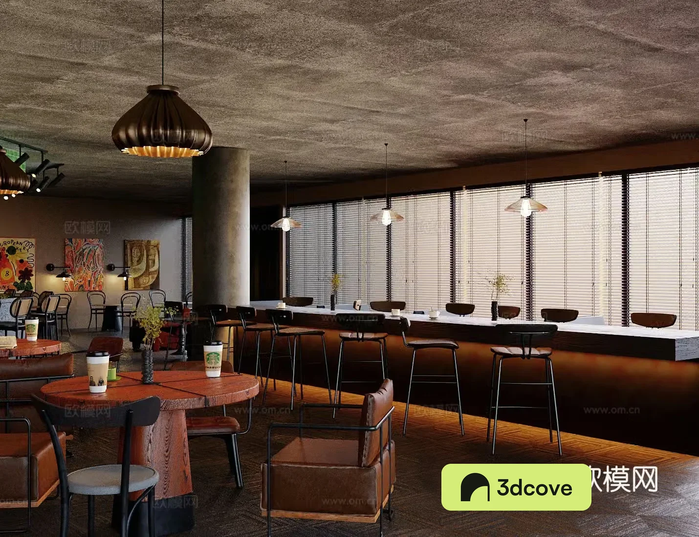 Middle style cafe cafe 3d model
