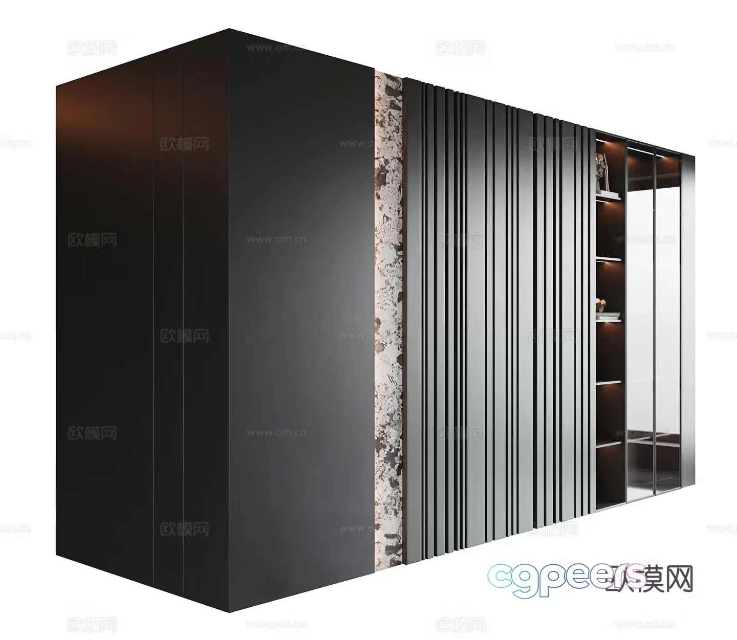 Italian decorative cabinet high cabinet glass cabinet glass decorative cabinet sofa wall decorative cabinet dining side decoration 3D model