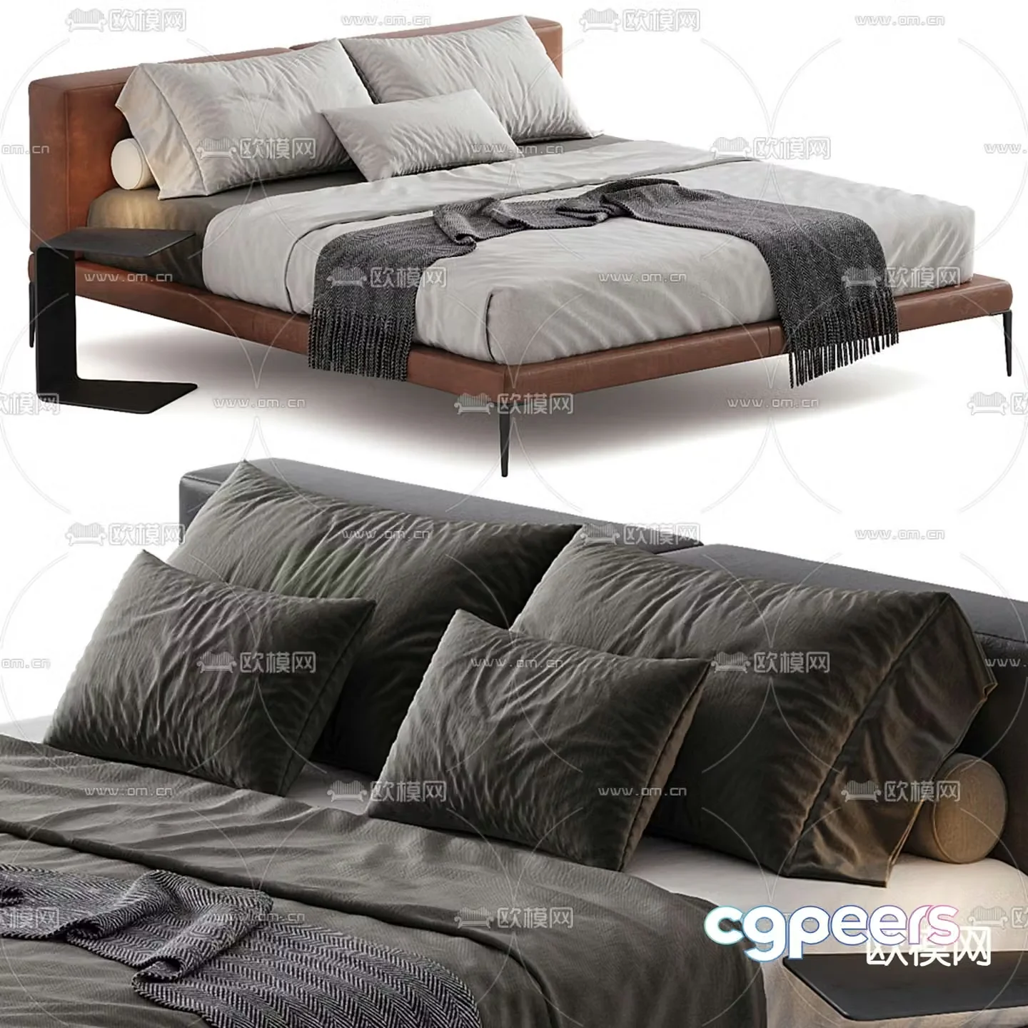 Modern double bed 3d model
