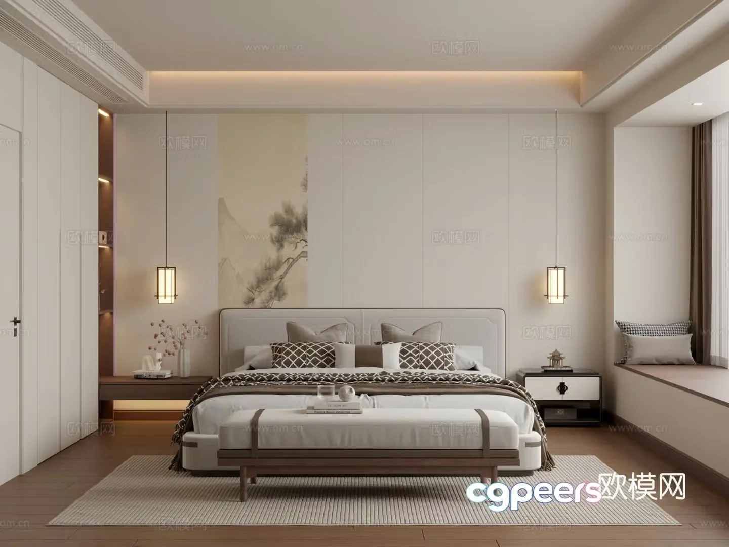 New Chinese bedroom 3D model