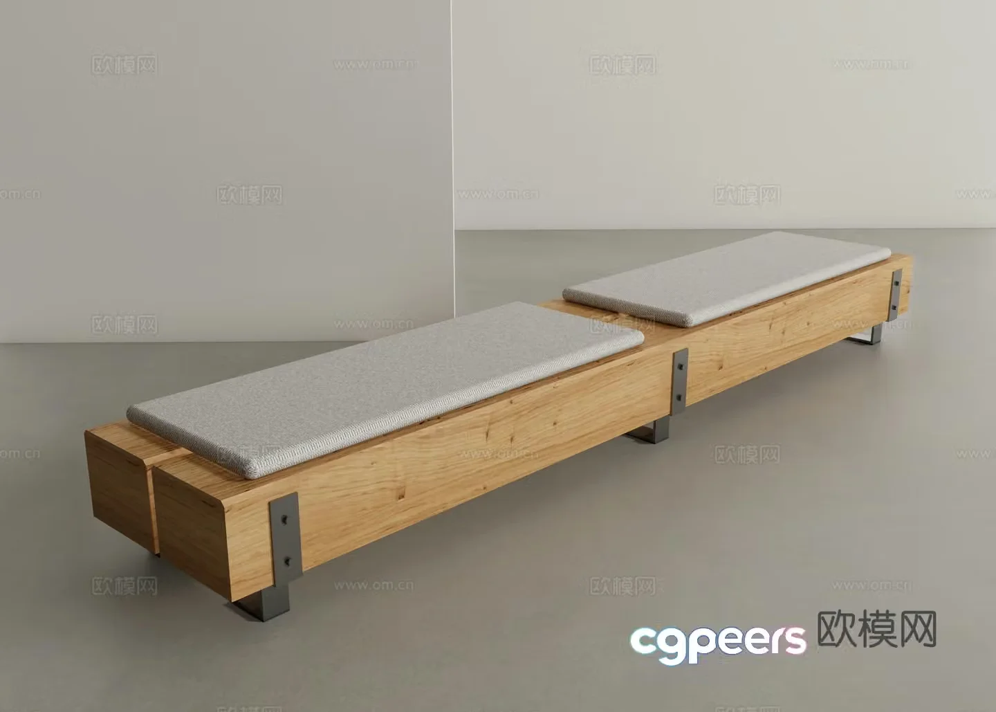 modern stool bench wooden stool 3d model