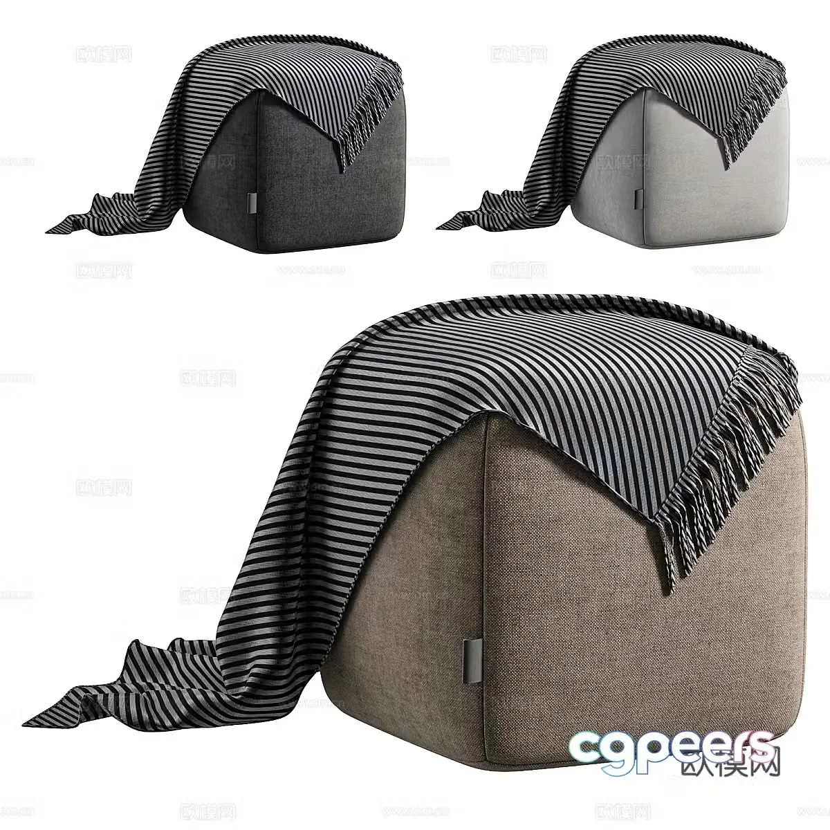 Modern Italian fabric stool 3D model