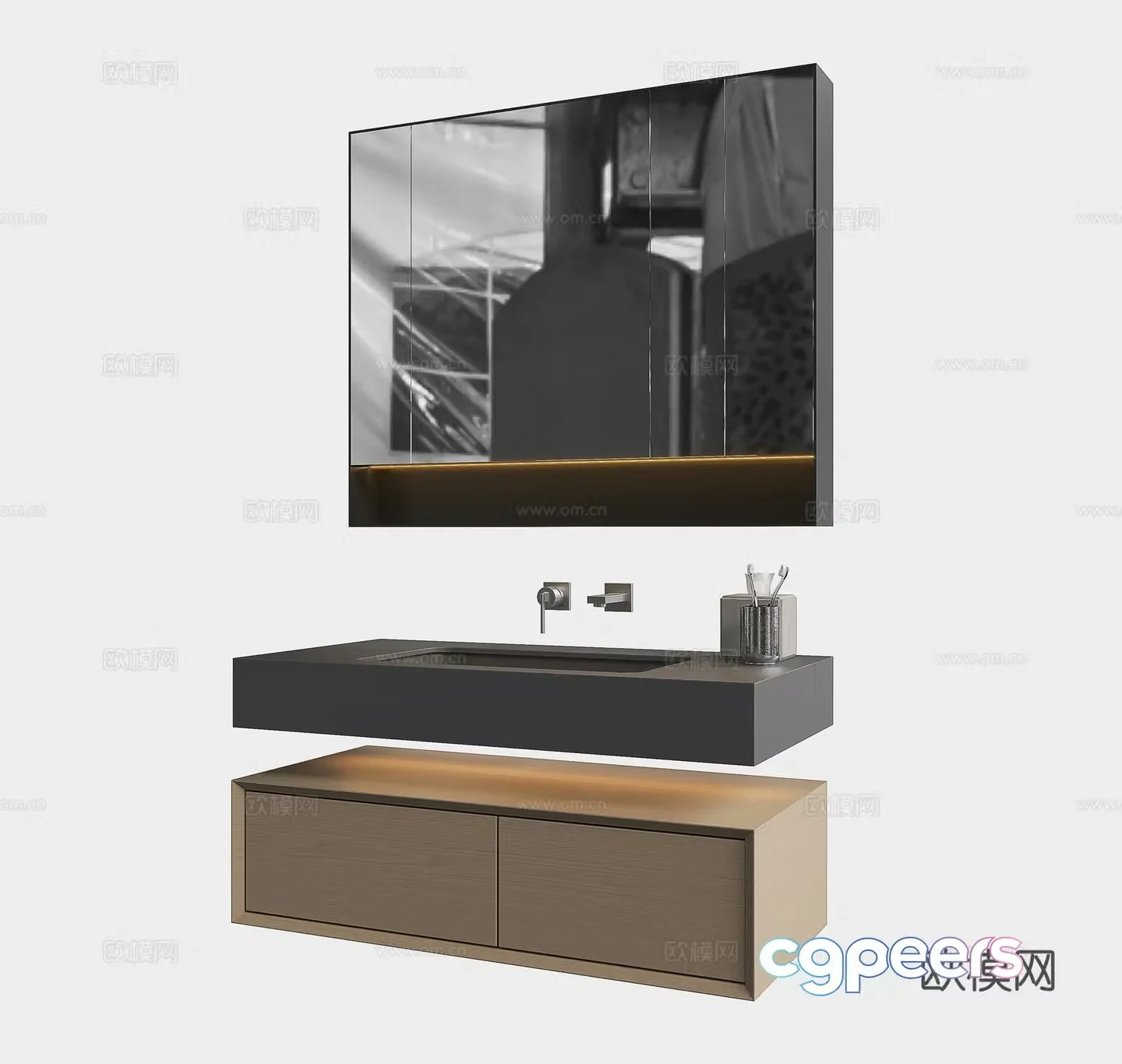 Modern bathroom cabinet bathroom sink mirror cabinet 3d model