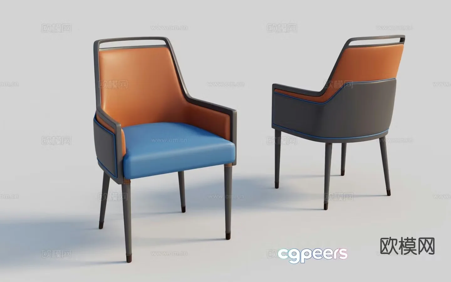 Italian style chair single chair dining chair 3d model