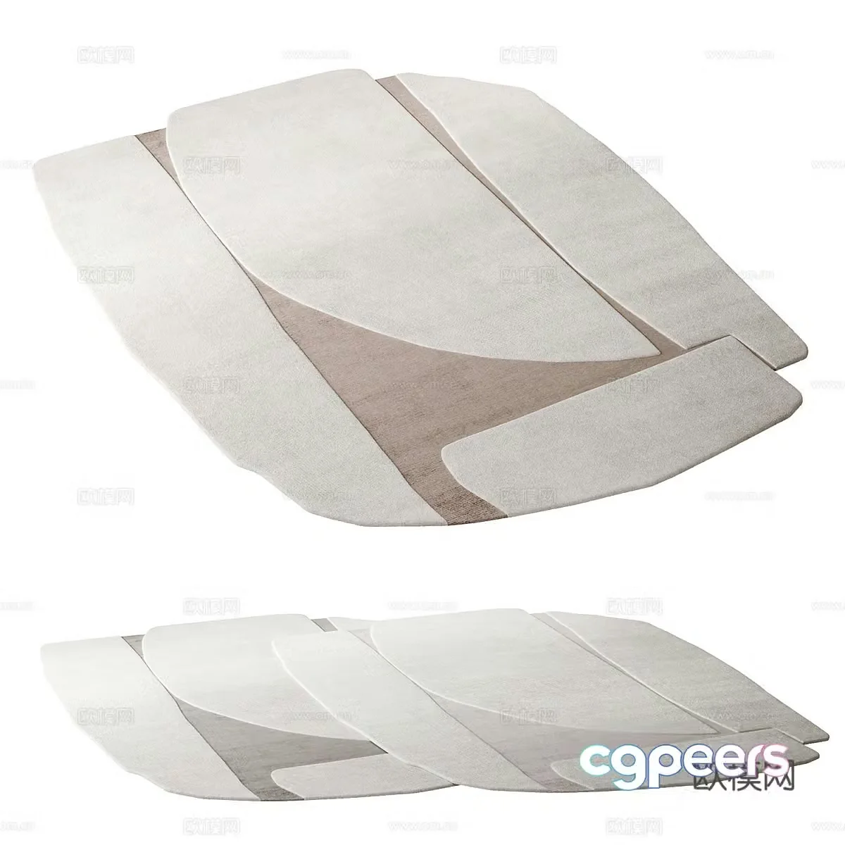 Modern Cream Style Bekart Fabric Carpet 3D Model