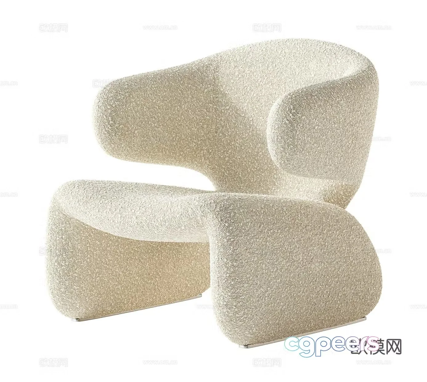 Creamy single chair Creamy casual chair Creamy backrest chair Lamb velvet single chair Lamb velvet rest 3D model