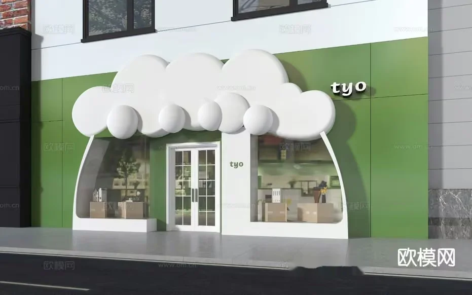 A Storefront With A Unique Cloud-Shaped Design 3D Model – 2662 – VRAY Render