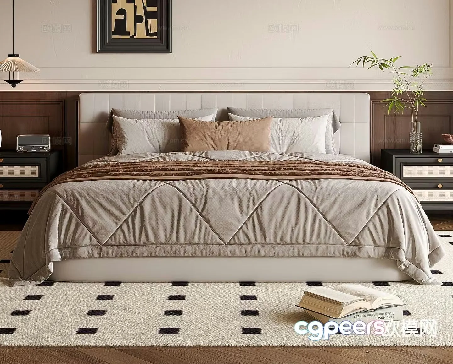 Wabi-sabi double bed 3d model