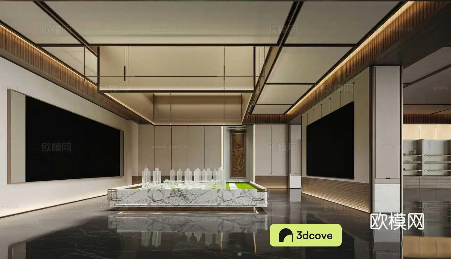 modern sales office sand panel