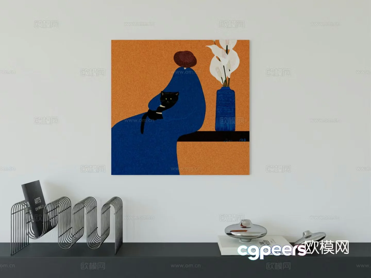 Modern minimalist hanging painting Bauhaus art hanging painting 3d model
