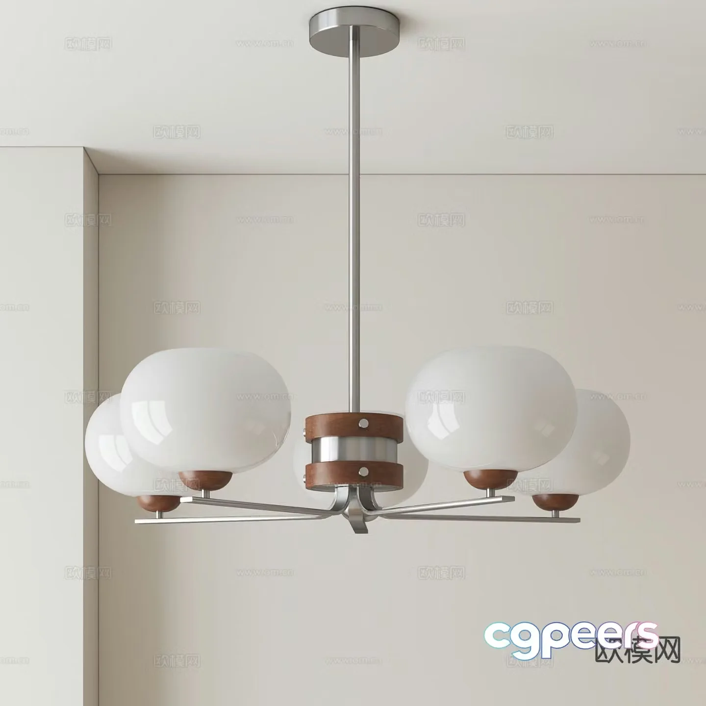 Medieval style multi-head chandelier 3D model