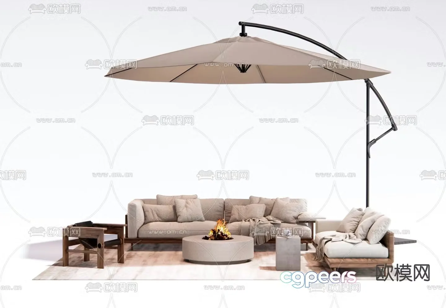 Wabi-sabi outdoor sofa modular sofa 3d model