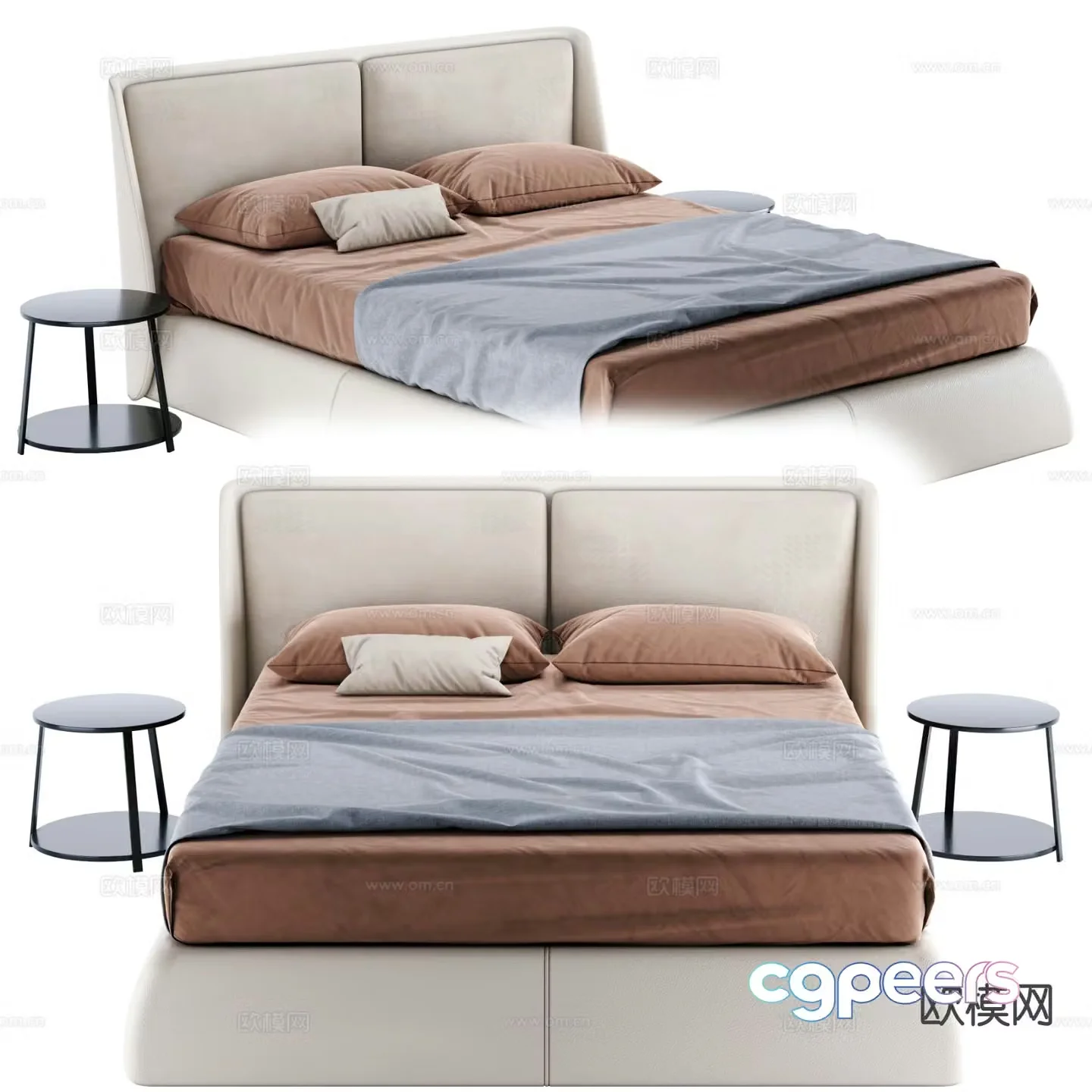 Modern double bed 3d model