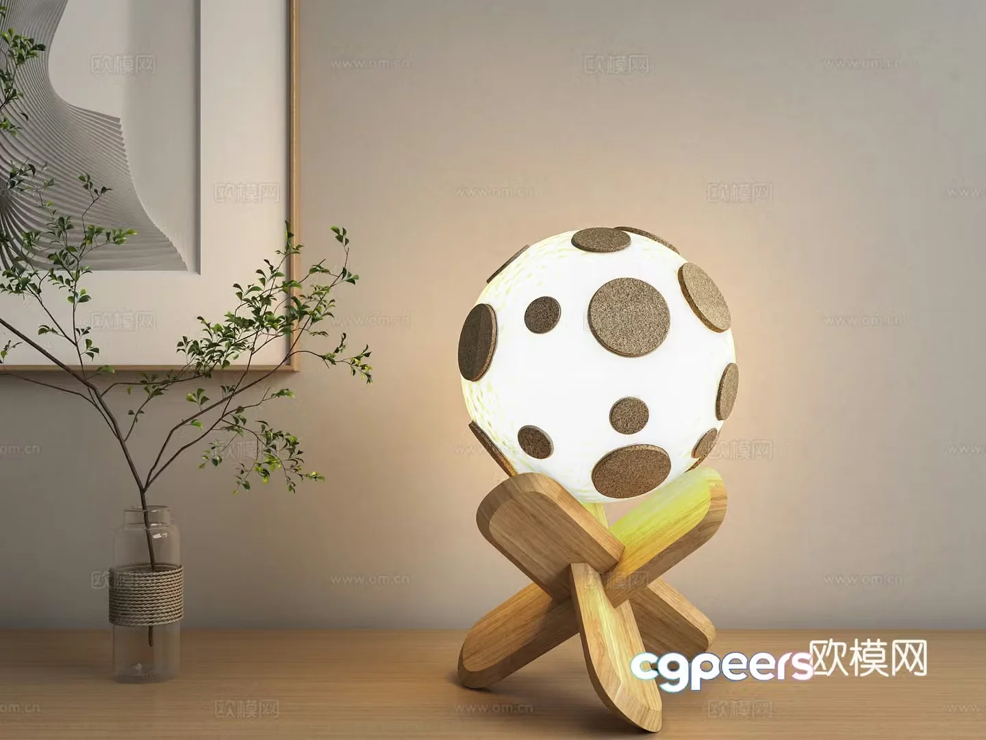 Modern cream wind table lamp log small desk lamp desktop ornament desk lamp 3d model