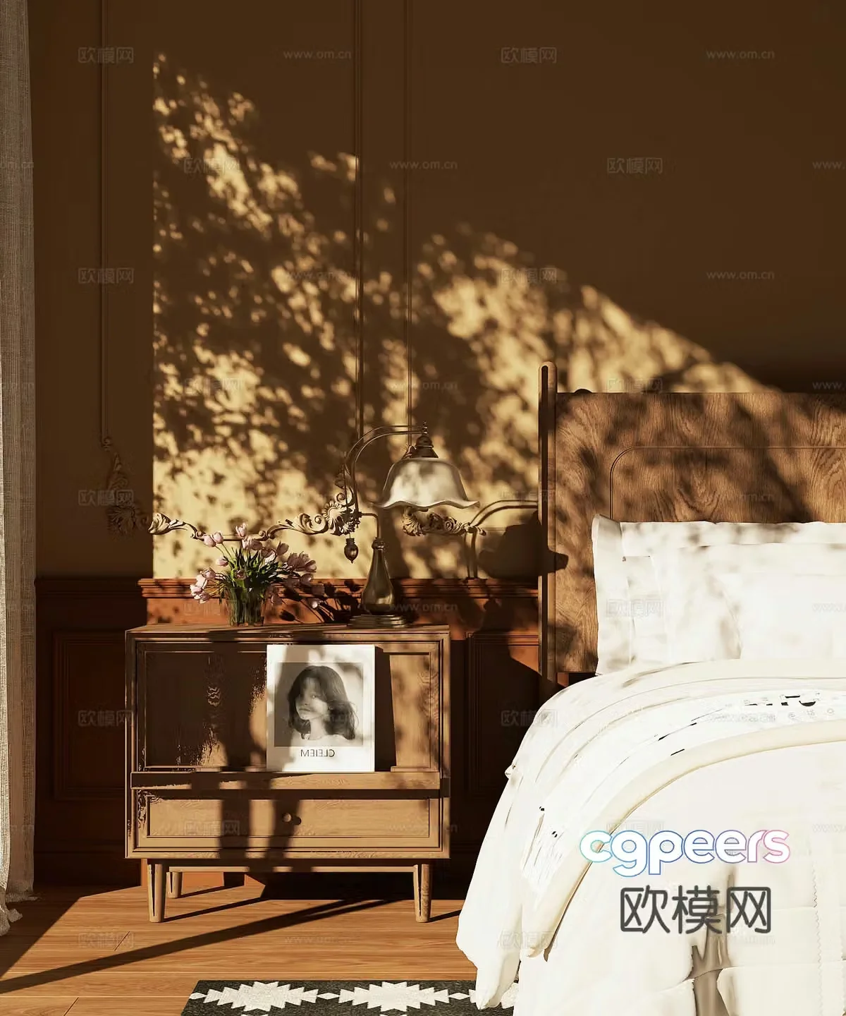 Middle-aged bedside table Middle-aged decoration cabinet Magazine cabinet Side cabinet Decoration cabinet ornament 3D model